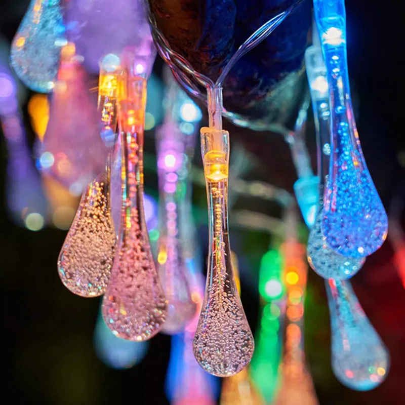 Waterdrop Bubble Ball Wedding Garland Lamp 40LED Fairy Holiday String Light Christmas Home Party Garden Decoration Battery Power