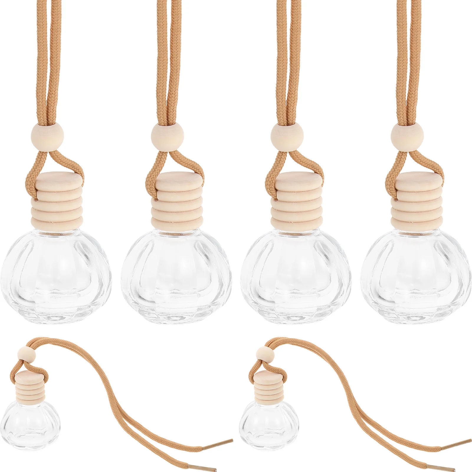 

6Pcs Car Aromatherapy Air Freshener Perfume Bottles Mini Refillable Essential Oil Diffuser Storage Glass Wood Car Scent Diffuser