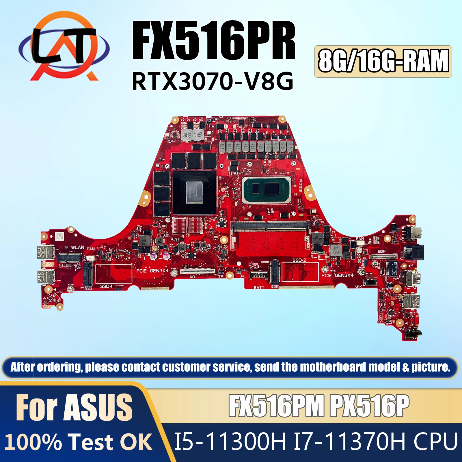 FX516PR Laptop Motherboard For ASUS TUF F15 FX516PM FX516PE FX516PM PX516P I5-11300H I7-11370H RTX3070 Mainboard