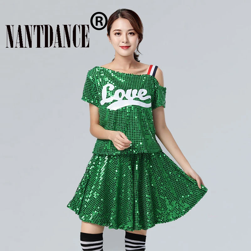 Kpop Jazz Dance Kostüme für Frauen Hip Hop Kleidung Disco Bling Pailletten Jazz Street Dance Anzug Frauen Bühne Leistung Outfits