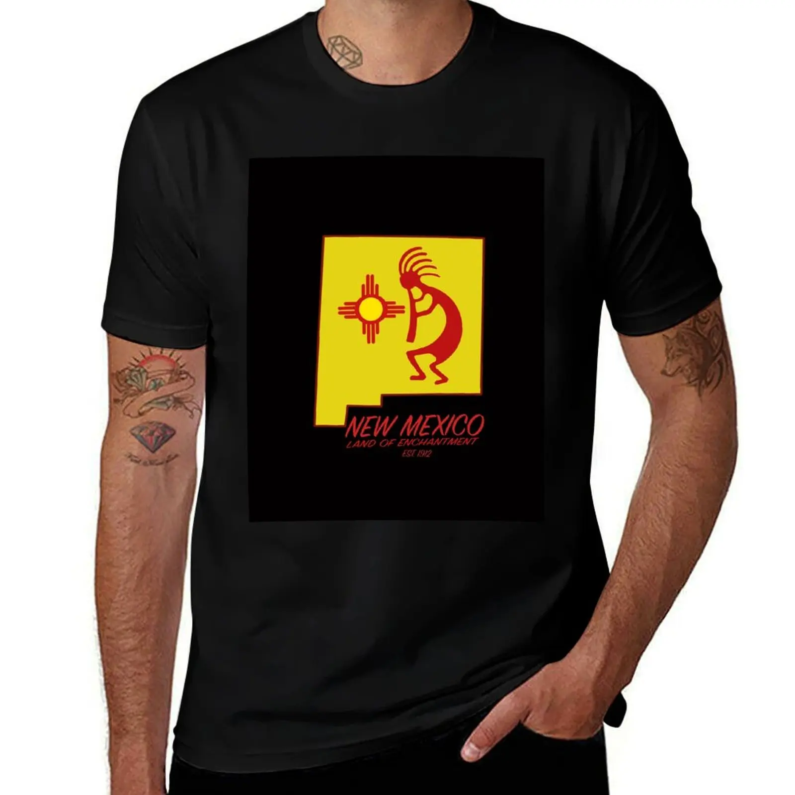 New Mexico Land of Enchantment Kokopelli Zia Symbol T-Shirt Casual All Match Short Sleeve T-Shirt