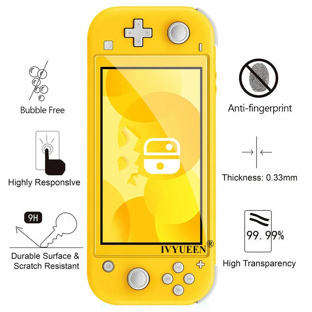 IVYUEEN 3 PCS for Nintendo Switch NS Lite Mini Console Anti-scratch Tempered Glass Screen Protector Film Guard Skin Cover