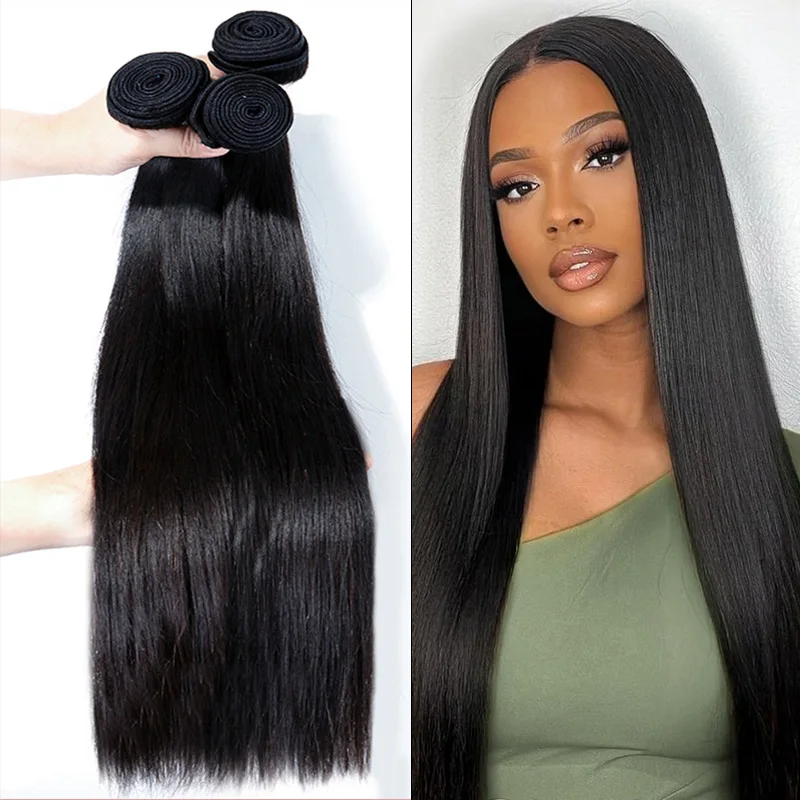 

100% прямые пучки натуральных человеческих волос 1/3 шт. плетение пучков необработанных натуральных волос Remy натуральные черные волосы 30 дюймов