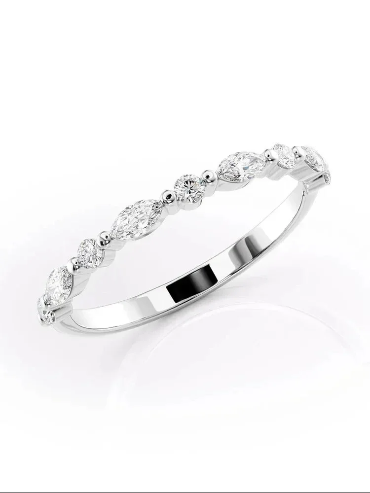 DWJ 0.18ct ريال مويسانيتي الماس ماركيز حلقة مستديرة للنساء 925 فضة ارتداء اليومي حفلة عالية الجودة غرامة مجوهرات #5