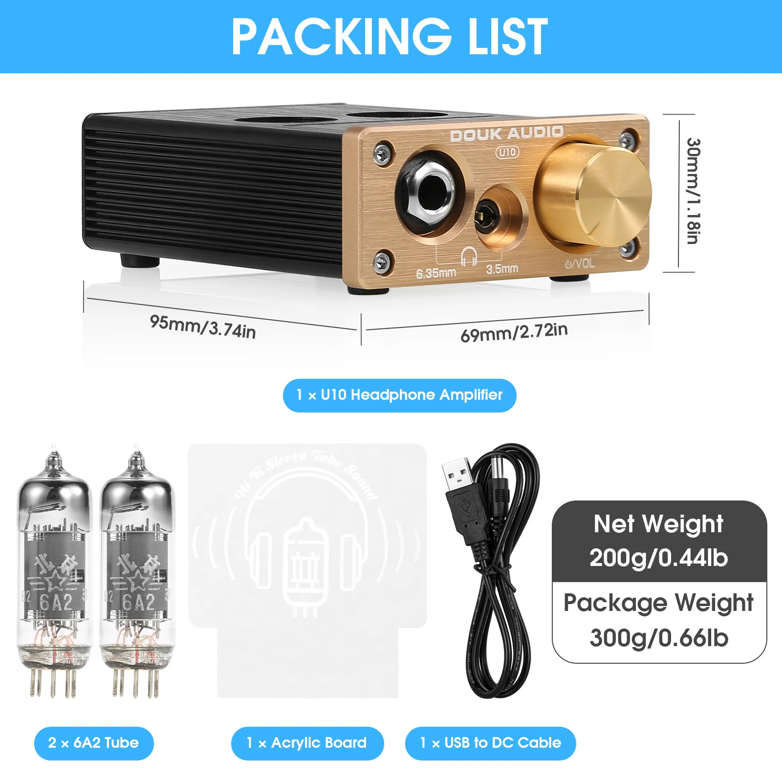 Douk Audio U10 HiFi Valve Tube Preamp Stereo AUX Desktop Audio