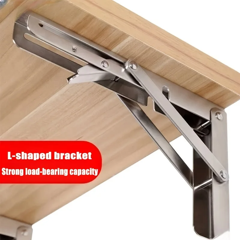 1pc Folding Shelf Brackets Triangular Corner Bracket Stainless Steel Shelf Support Table Work Wall-Mounted Partition Bracket