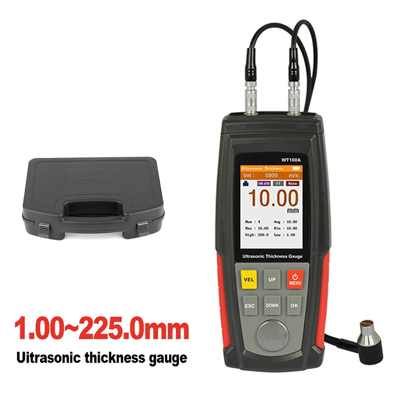 WT100A 1.00-225.0mm Film Coating Ultrasonic Thickness Gauge Meter