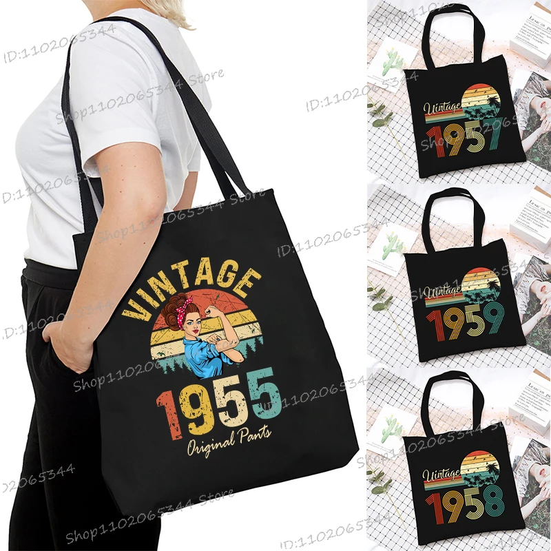 

Vintage 1950 To 1959 Harajuku Handbags Women Men Fashion Birthday Gifts Canvas Tote Bags Casual Christmas New Year Shoulder Bag