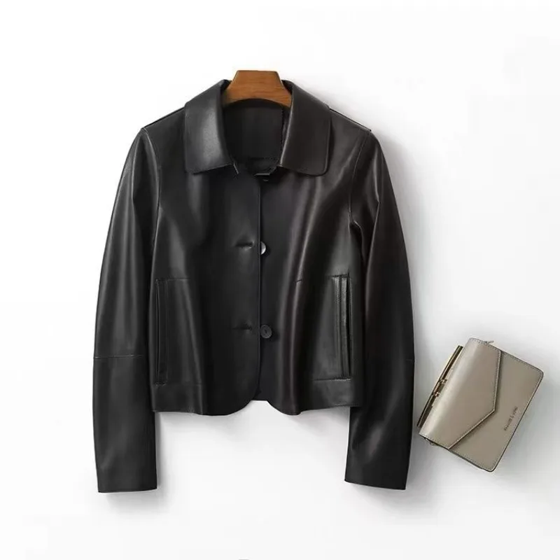 

2026 New Autumn Collection Features Simple Casual Leather Jacket for Women with Short Lapel and Stylish Individualistic Style
