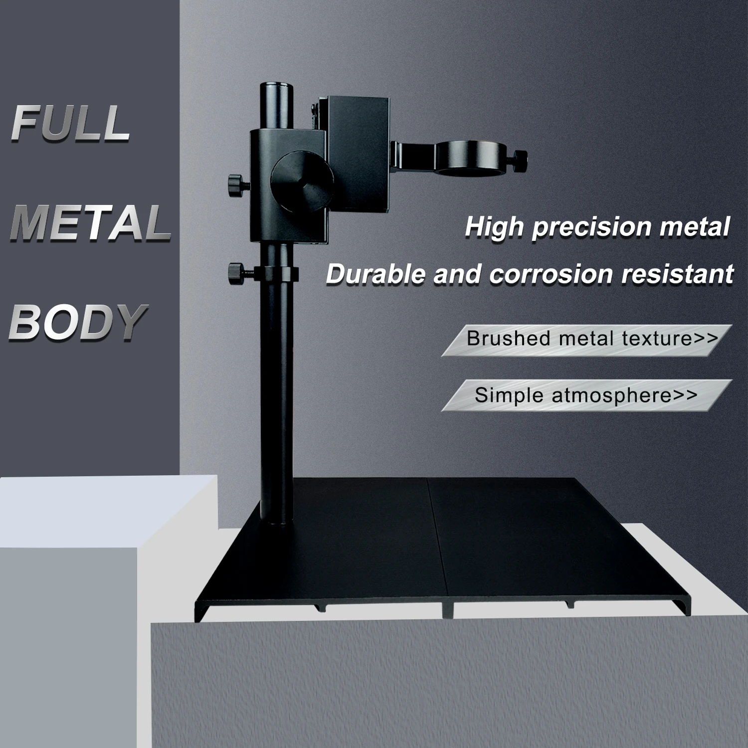 Stable! Non-wobble Microscope Pillar Stand, ⌀50mm Lens Retaining Ring, 29cm Adjustable Working Height, Supports Extension Rod