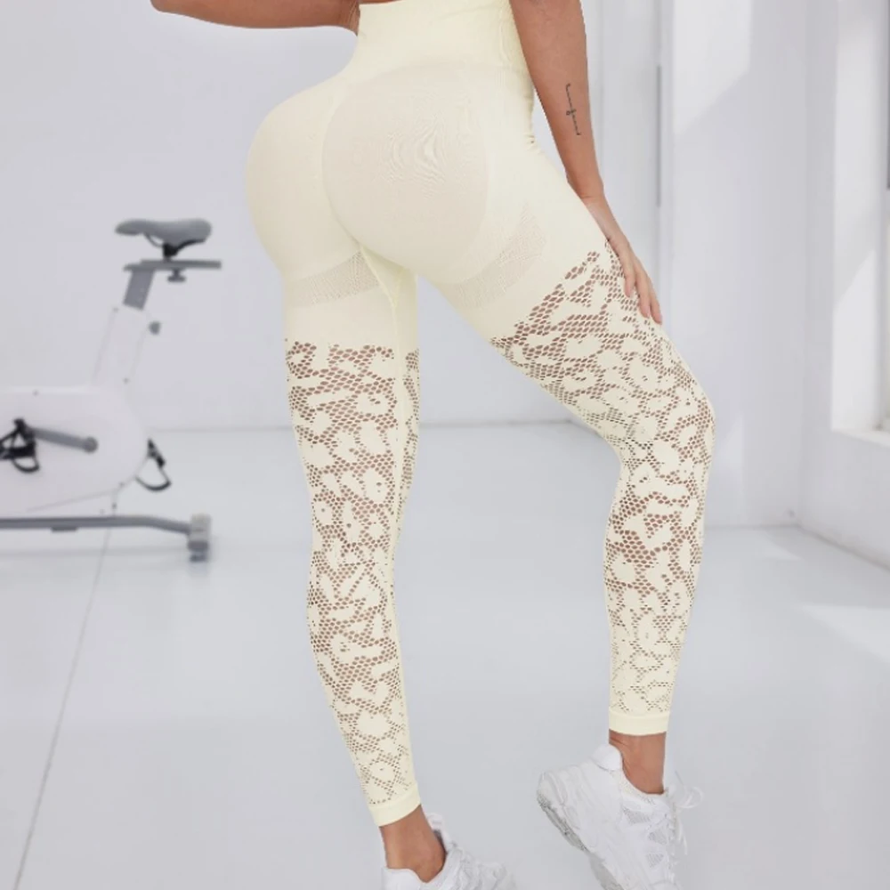 Women Gym Hollow Out Leggings Elastic Butt Lifting Fitness Athletic Workout Yoga Pants Exercise Leggins Outdoor Sports Tights