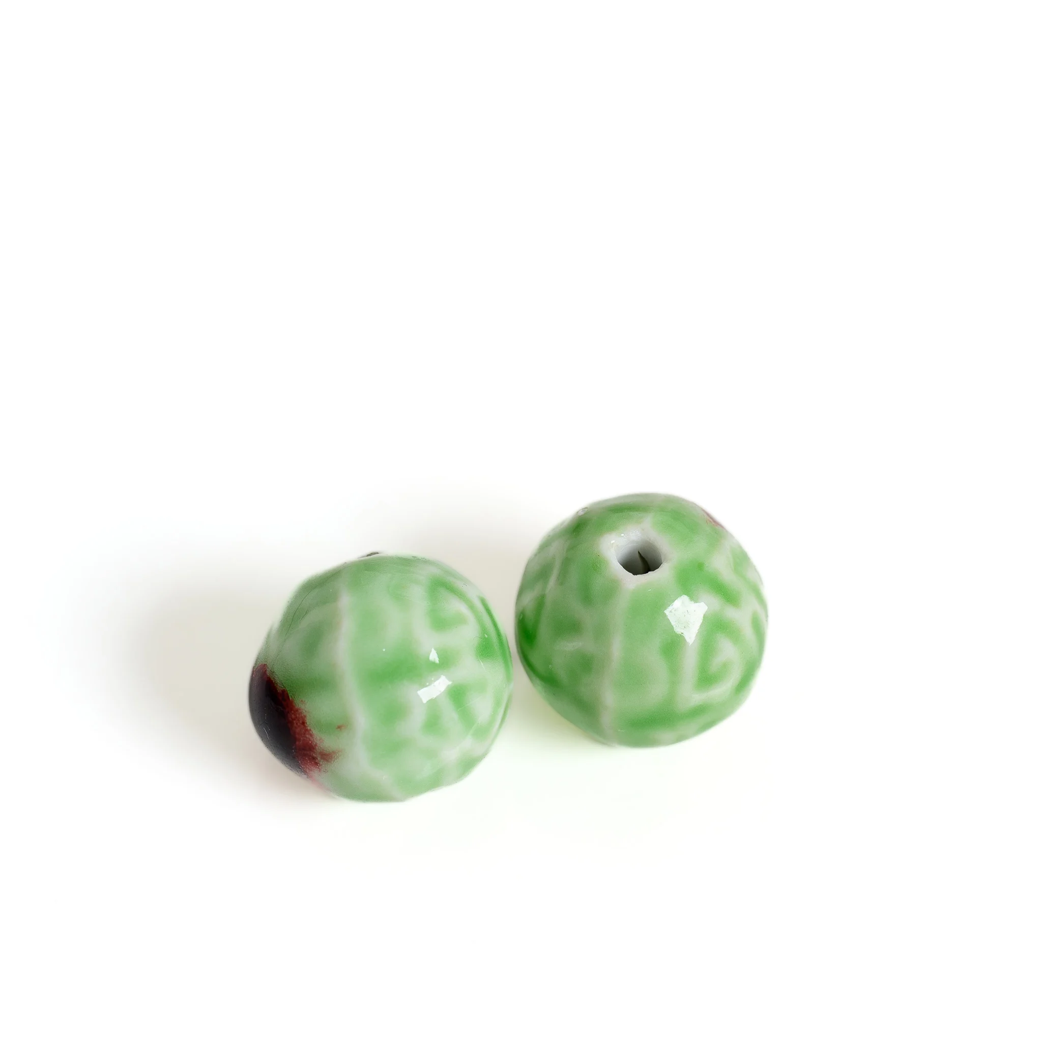 2pcs Large Hole Vintage Ceramic Beads Kiln Fired Glazed Loose Spacer Beads for DIY Macrame Jewelry Making Car Charm