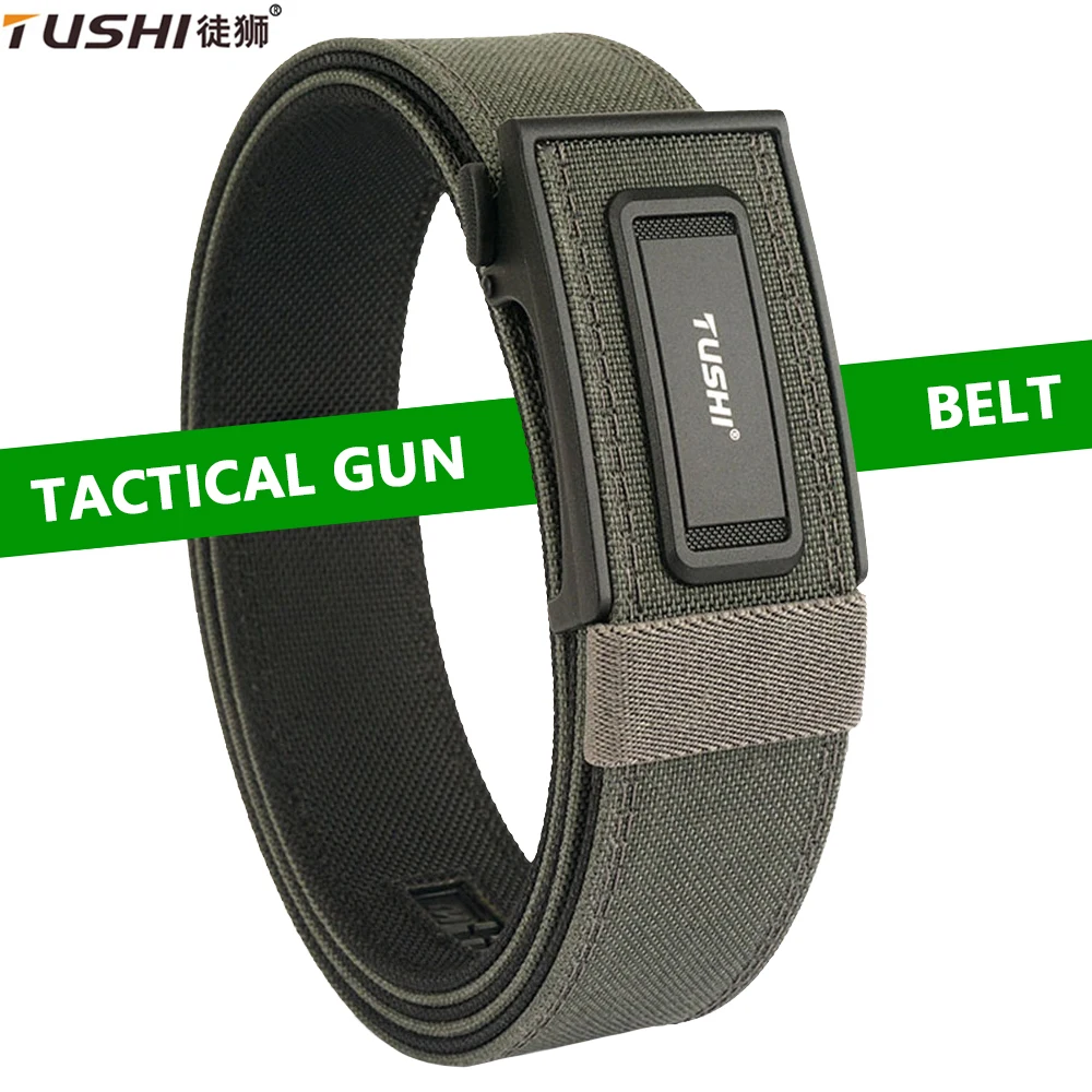 

TUSHI New Hard Tactical Belt for Men Metal Automatic Buckle IPSC Gun Belt 1100D Nylon Military Belt Outdoor Sports Girdle Male