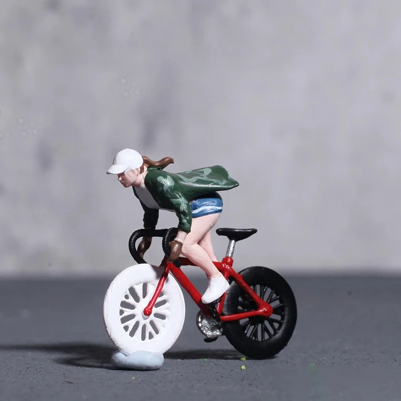 Miniature Figure Mini Figure Riding Bicycle Model Sand Table Small Man Scene 1:64 Ratio Collection Ornaments