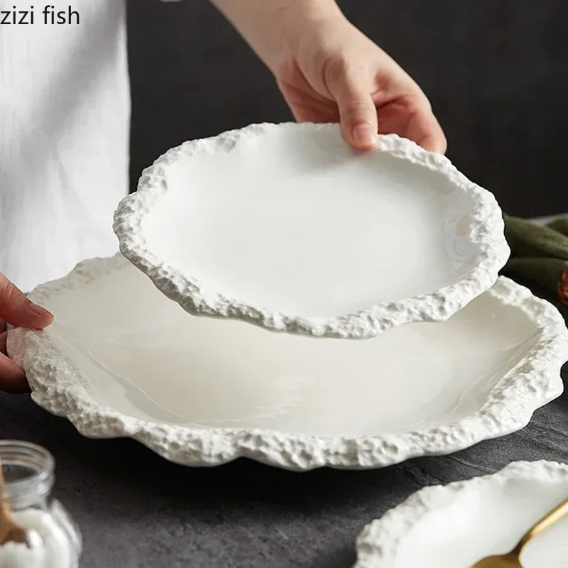 White Ceramic Tableware Pasta Plate Steak Plate Dinner Plates Cooking Dishes Sushi Plates Sting Disc Fruit Bowl Dessert Dish