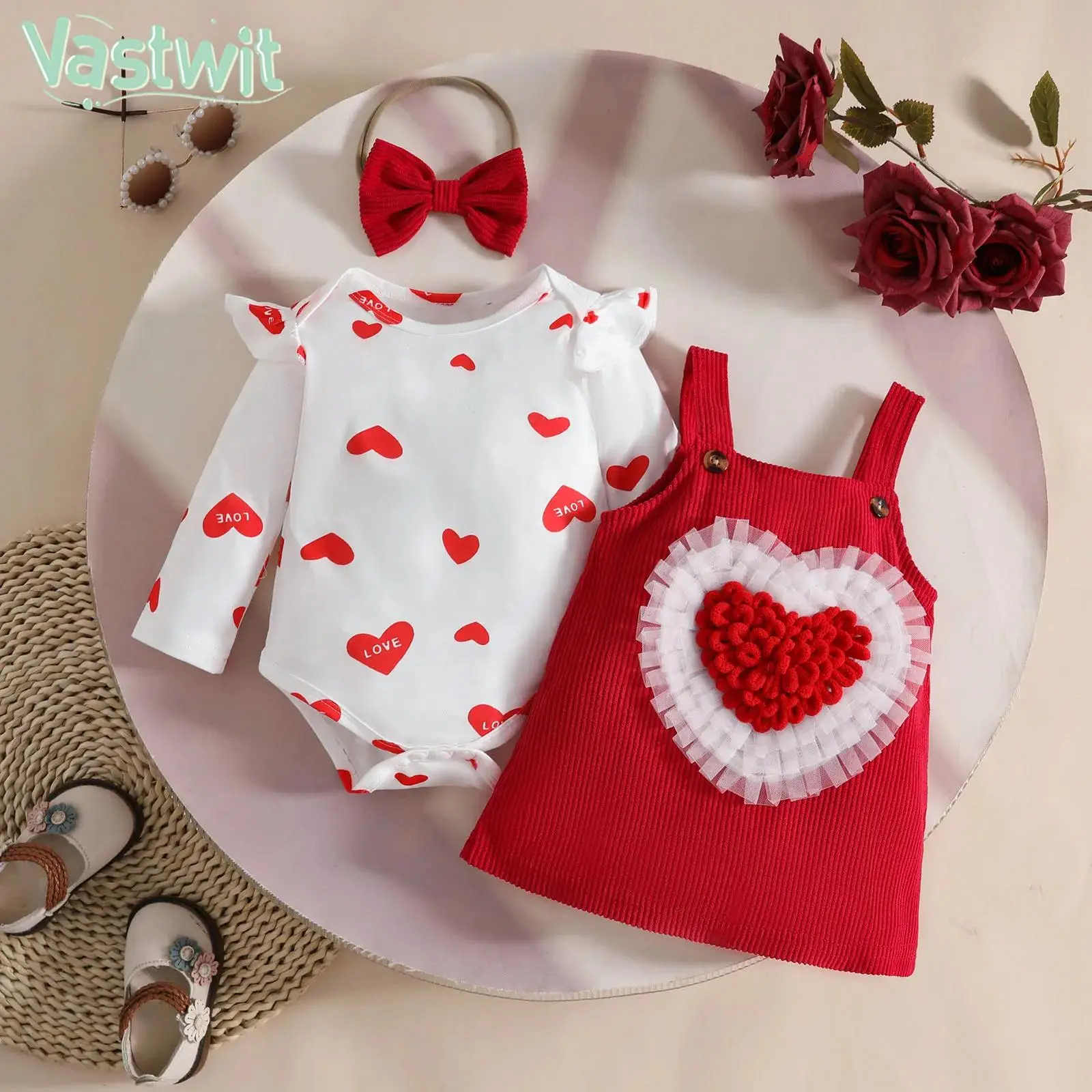 

Милый милый наряд для маленьких девочек, комбинезон с длинными рукавами и принтом, вельветовый комбинезон, платье, повязка на голову для рождественской вечеринки, дня рождения