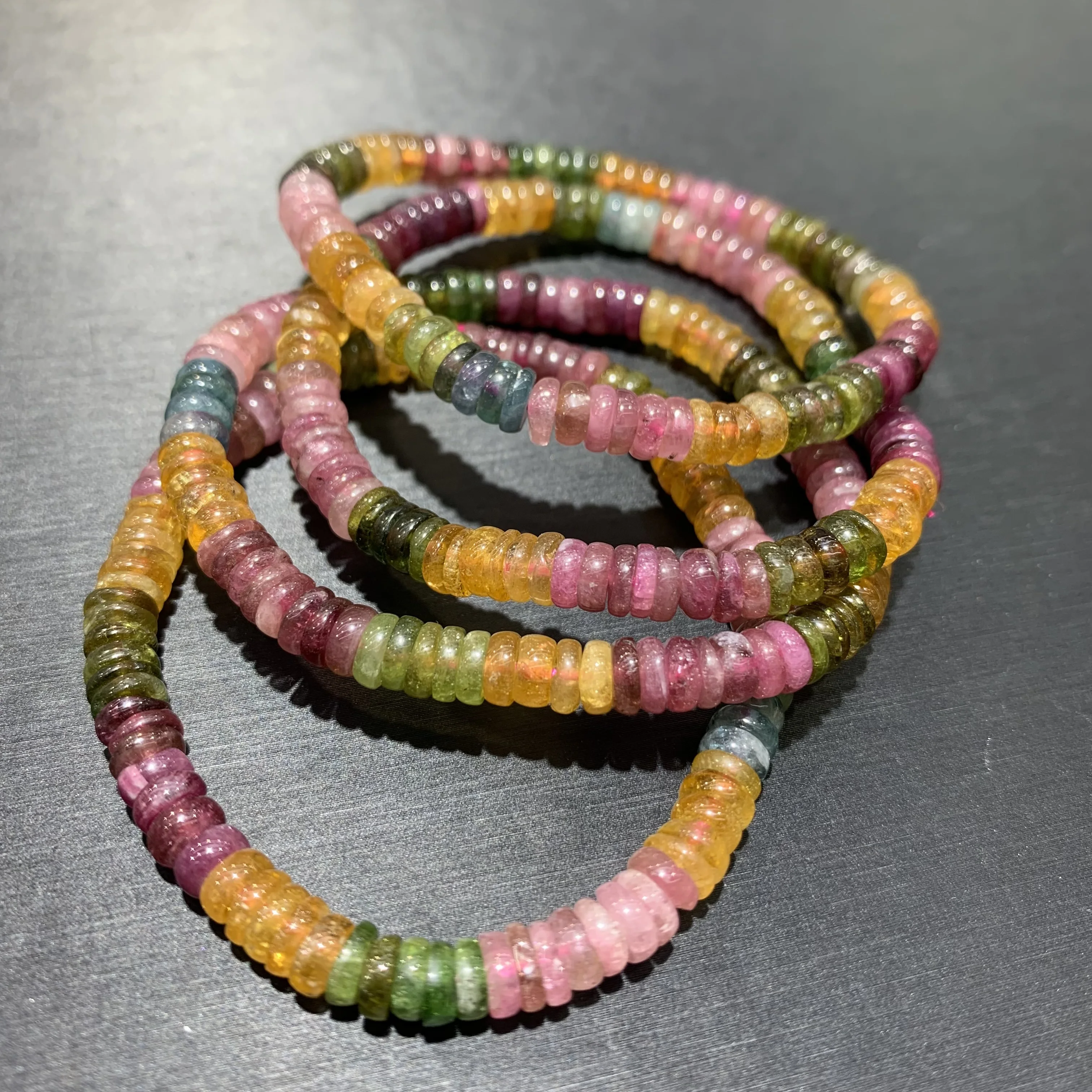 Natural Stretch Gemstone Bracelet 6mm beads Rainbow Tourmaline Bracelet