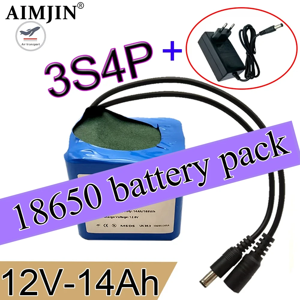 

18650 3S4P Lithium Ion Battery Pack 12V 14000mAh battery with BMS for Bait Boat Backup Power Supply CCTV Camera Speaker