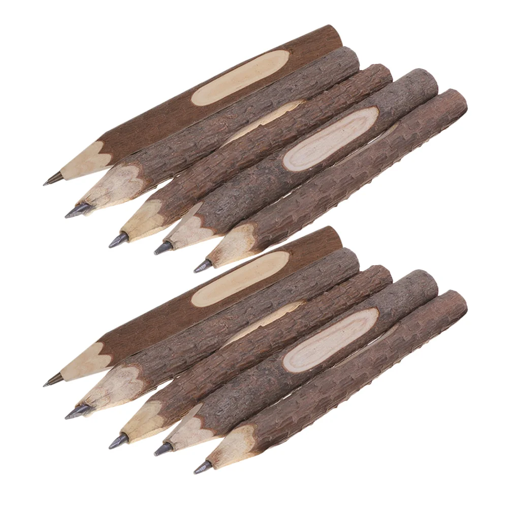 10 Pcs Bark Degradable Wooden Pencil Baby Child Twig Pencils Camping Gifts Sketching Short