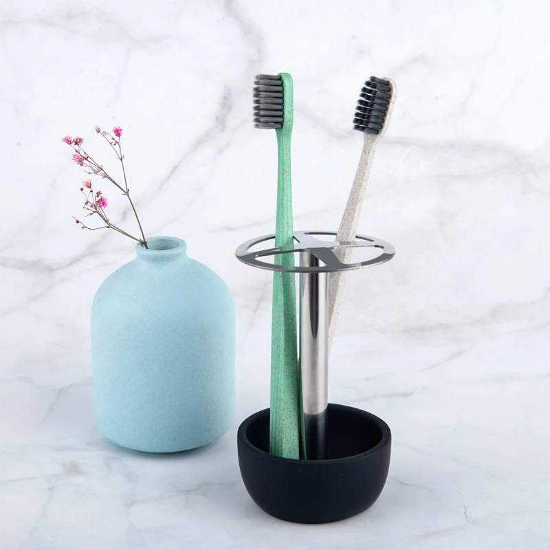 Bathroom Accessories Sets Multi-Function Toothbrush Holder Base Stainless Steel Tooth Brush Storage Rack Makeup Brush Organizer