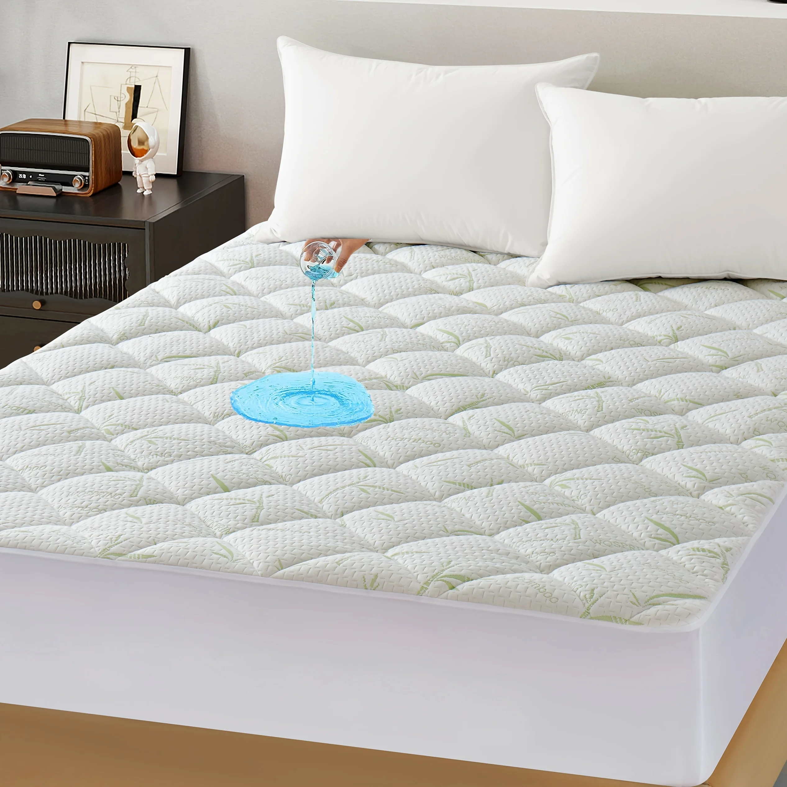 

Бесшумная бамбуковая защита для матраса премиум-класса, водонепроницаемая защита для матраса, мягкий и дышащий наматрасник