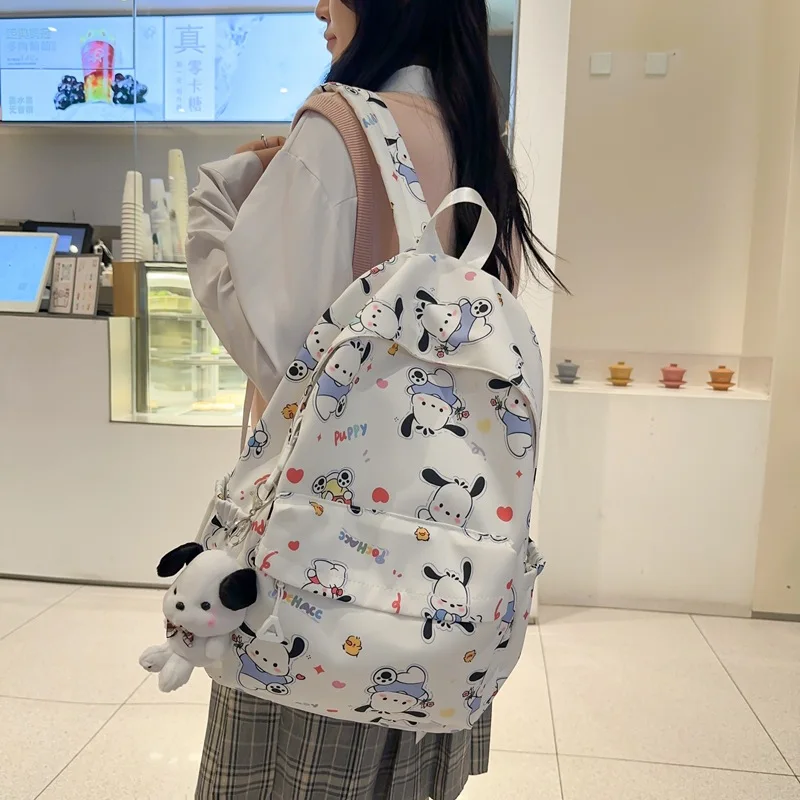 

Sanrio Pochacco Backpack Cinnamoroll Kuromi Zipper Shoulders Bag Large Capacity Student Schoolbag Waterproof Cute Y2K Girl Gifts