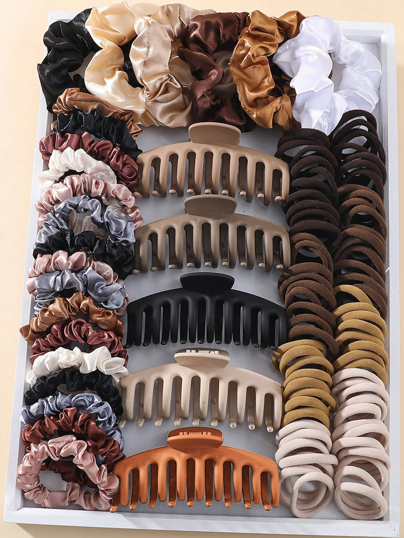 1-Set Haarschmuck für Damen, Set nahtlose Pferdeschwanzhalter, verschiedene Haarspangen, Haargummis, Haarbänder, Haargummis