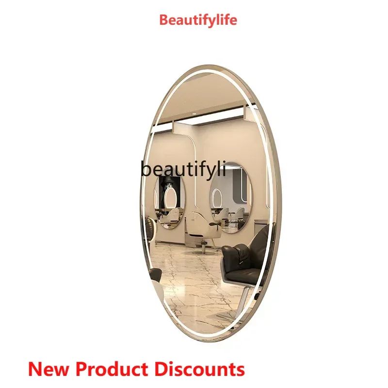 X188 LBarber shop mirror table single wall mounted mirror hairdressing shop with light hair cutting mirror hair salon dedicated