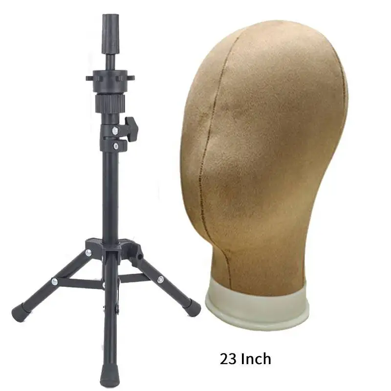 Mini Wig Stand Adjustable Tripod Mannequin Head Canvas Block Head Mannequin Head Wig Head Training Display Styling Manikin Head