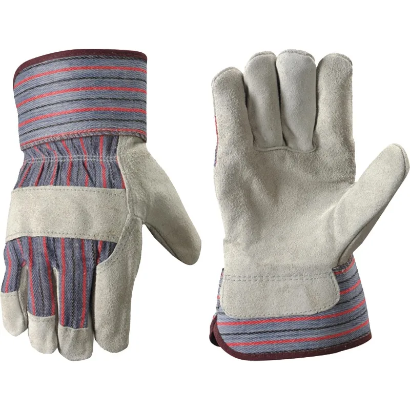 Safety Multi-Purpose Use Work Leather Gloves with Wear-resistant Air-permeable Lightweight Gardening Utility Leather Cuff Gloves