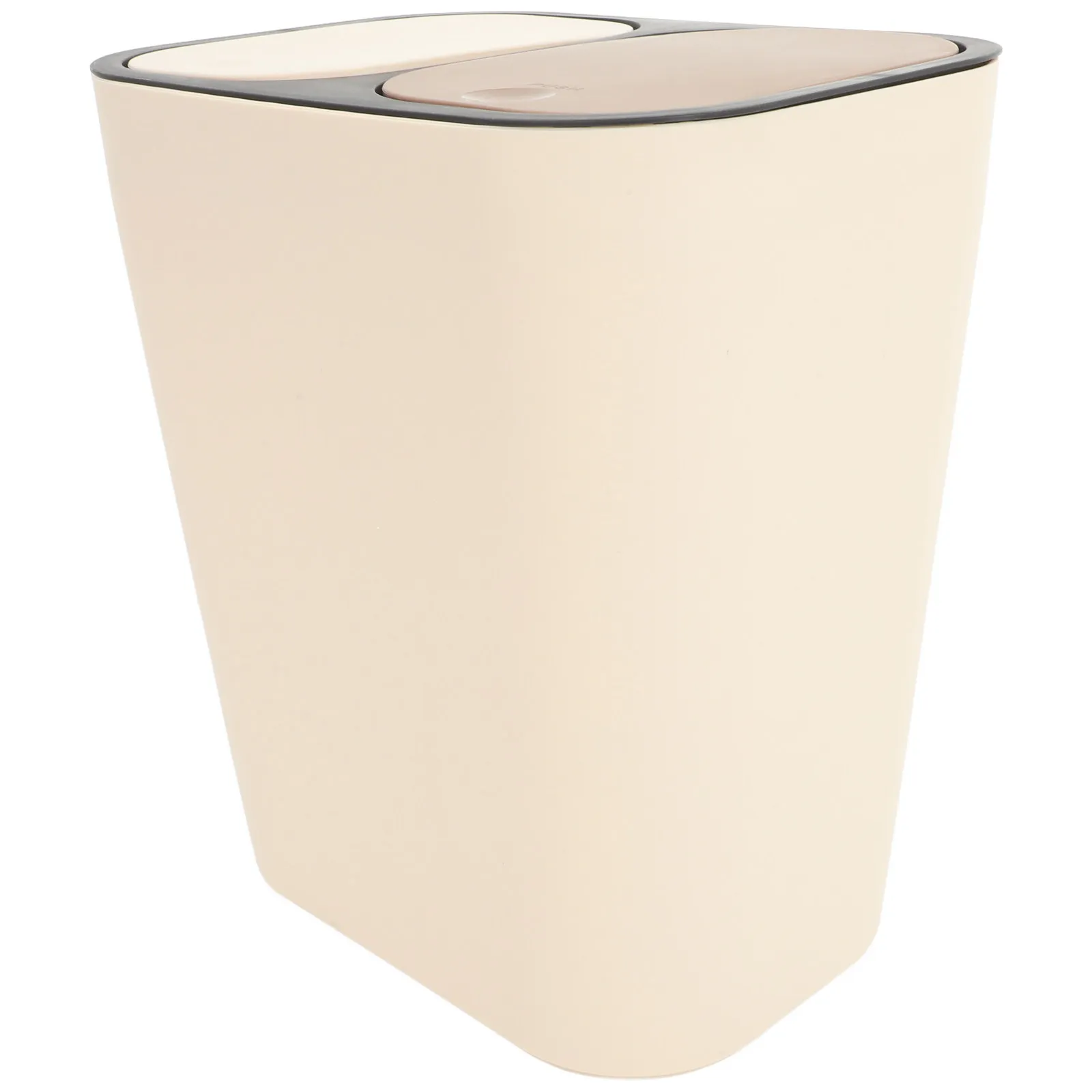 

Press Top Dual Compartment Trash Can with Lid Slim Profile for Kitchen Bathroom Bedroom Living Room Dry Wet Waste Sorting