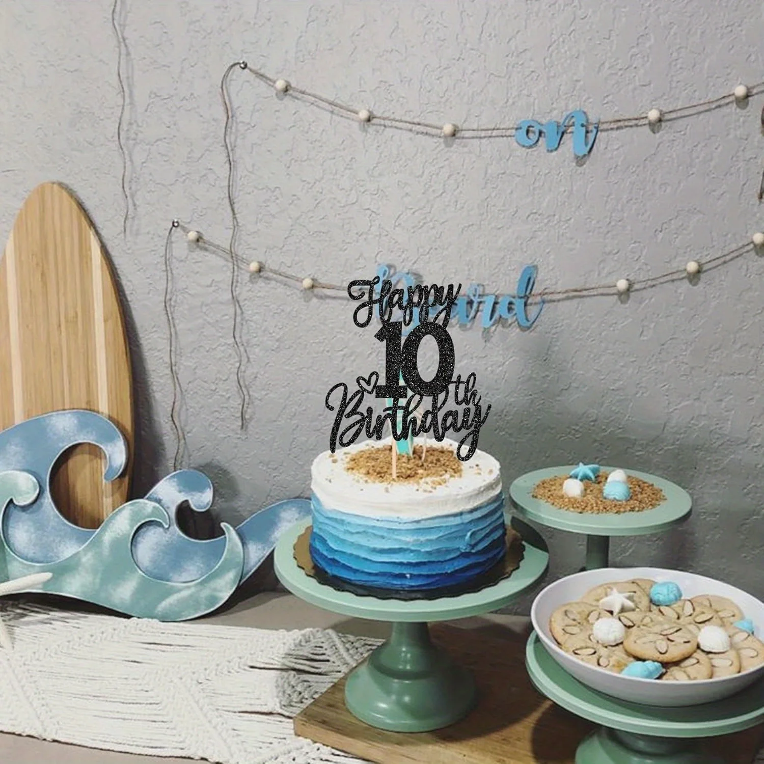 1 Stück schwarzer cooler Tortenaufsatz zum 10. Geburtstag – tolle 10 zehn Hallo 10-Kuchendekoration für Kinderpartys, Halloween, Thanksgiving – Detail 7