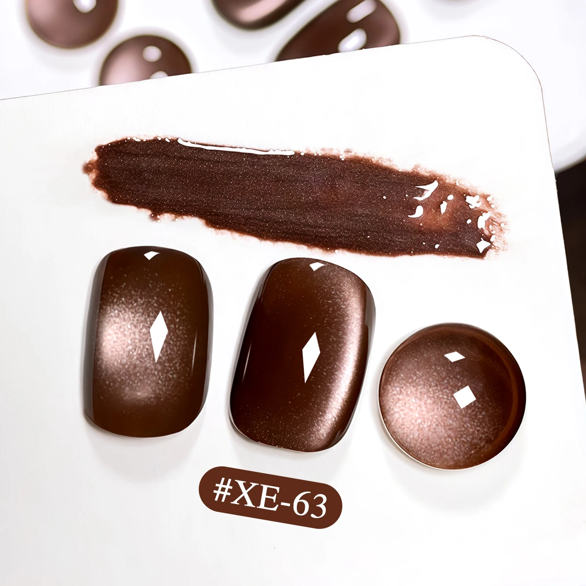 モカブラウンキャットアイパウダーボトル No. 63 超明るいブラウンキャットアイネイルジェルファッション LED サロンキャットアイジェルブリリアントキャットアイ