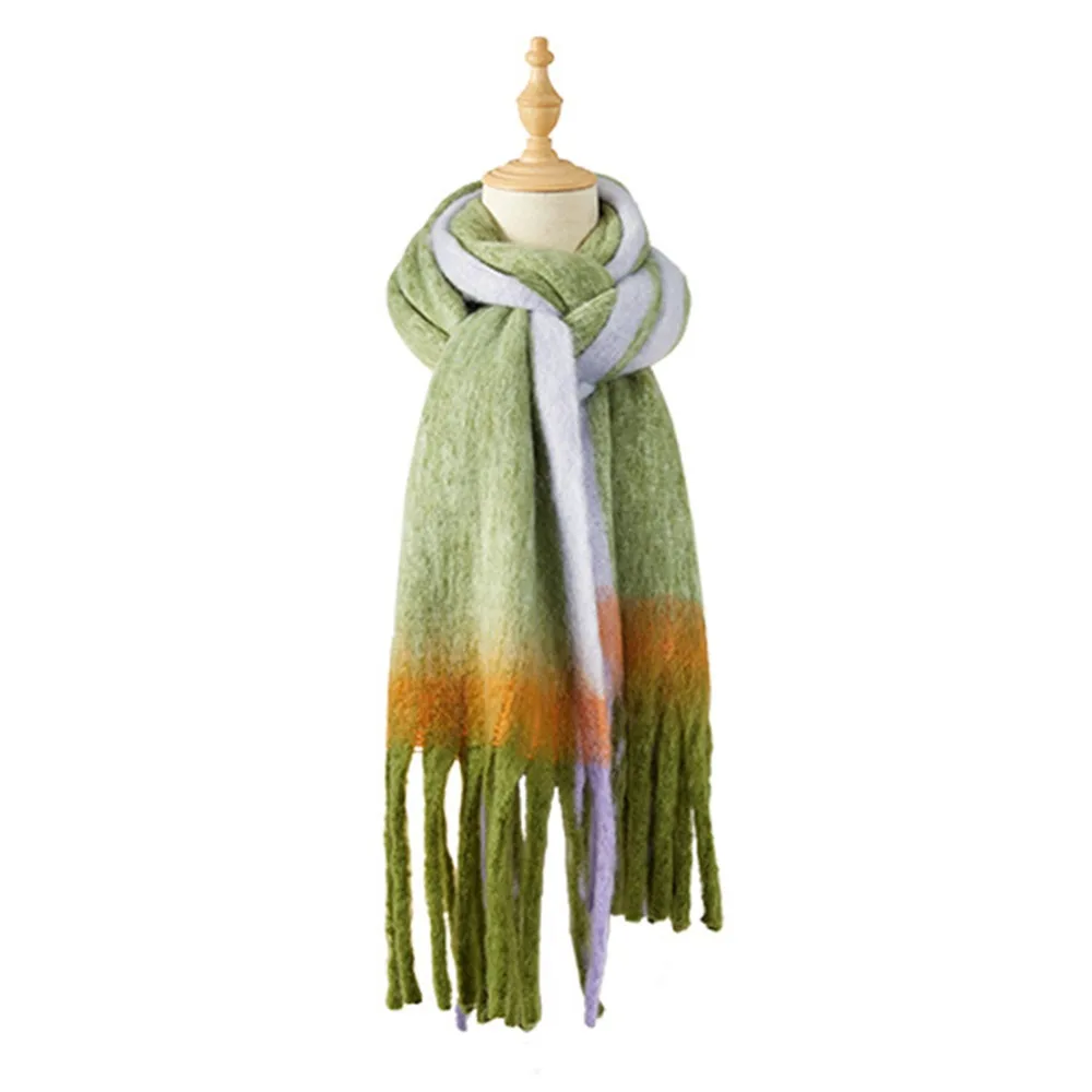

Fashion Thickened Women Scarf Korean Style Imitation Cashmere Tassel Shawl Long Tassel Coldproof Scarf Shawl Winter