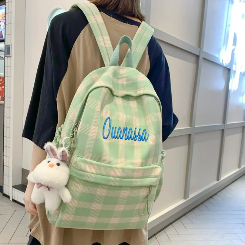 Mochila xadrez para estudantes do ensino médio e médio, mochila de viagem feminina, personalizada fresca, grande capacidade, nova