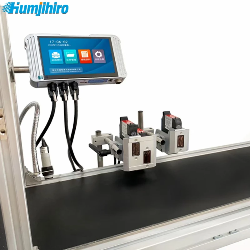 

HUMJIHIRO 38.1MM Automatic Online Inkjet Printer Assembly Line 3 Heads Thermal Inkjet Printer Logo Date Barcode QR Code