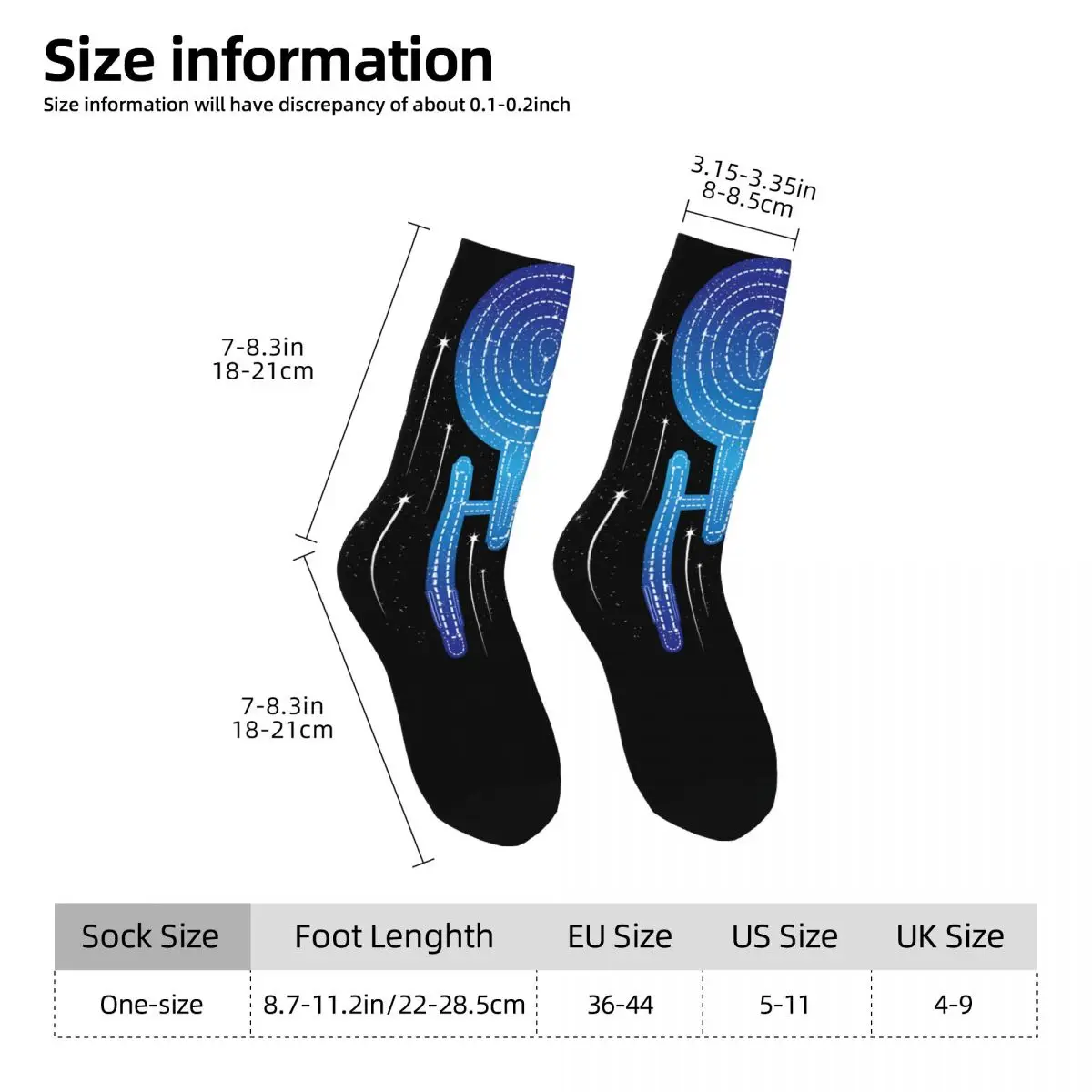 Vintage Minimalist U.S.S. Enterprise Poster Men's Socks Starr Trrekk Unisex Harajuku Seamless Printed Funny Crew Sock Gift