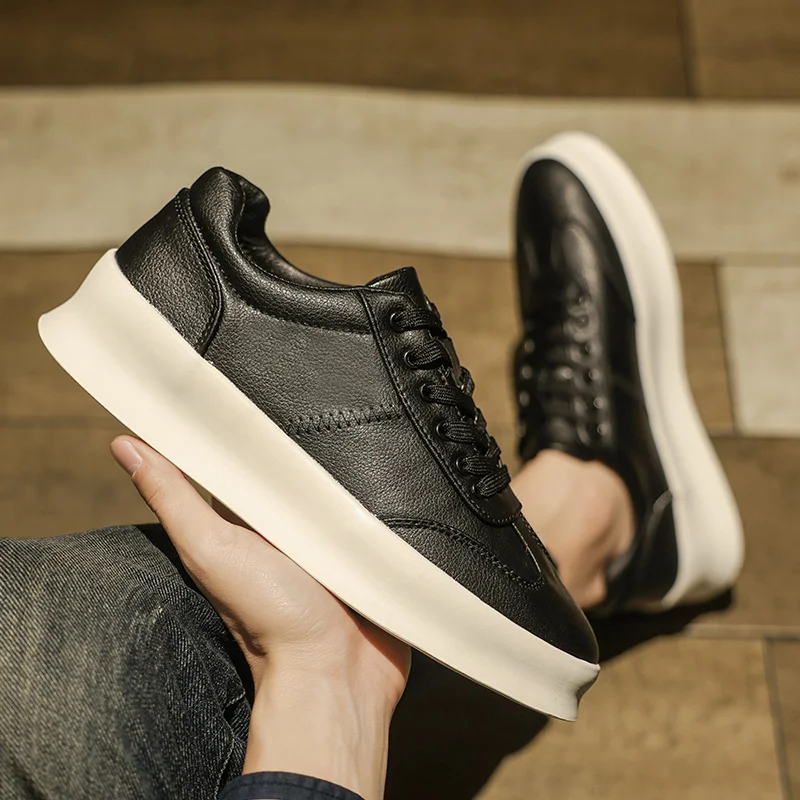 Zapatos elevadores para hombre, mocasines blancos de cuero suave con aumento de altura de 5cm, zapatillas deportivas para primavera, 2023