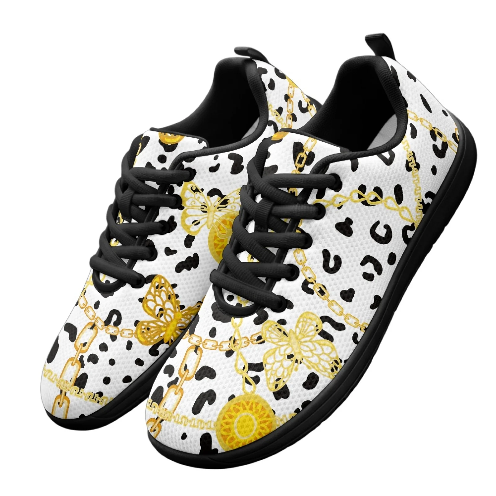 PENSTROLL Leopard Butterfly Chain Print Comfortable Men Barefoot Walking Shoes Fashion Sneakers for Mens Men Extra Wide Shoes