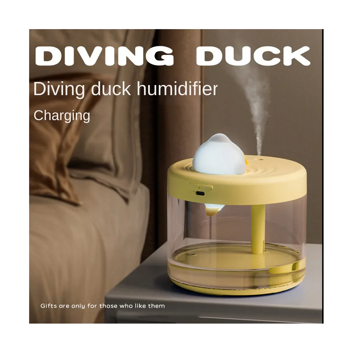 

Rechargeable 1200MAh 800Ml Diving Duck Portable Air Purification HumidifierWater Atomizer Diffuser for Bedroom