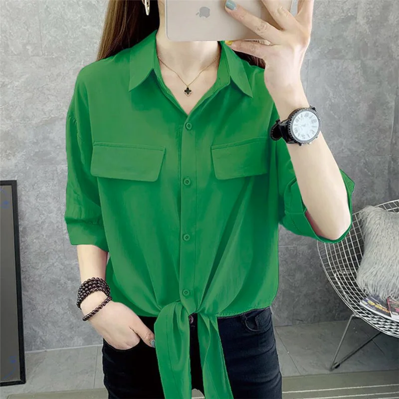 FANIECES S-4XL blusas mujer Spring Autumn Women Thin Shirts camisas chemises Loose Oversized Blouses Female Korean Pockets Tops