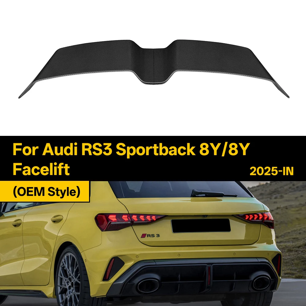 Automotive Real Dry Carbon Technology 3*3 Carbon Fiber Rear Spoiler Boot Wing for Audi RS3 Sportback 8Y/8Y Facelift OEM Style -> Samochodowy spojler tylny z włókna węglowego 3*3, wykonany z