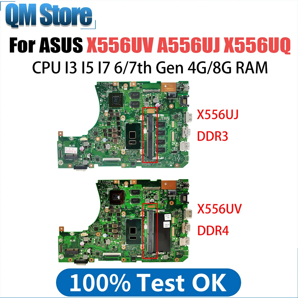 

Mainboard For ASUS X556UV A556U X556UQ X556URK X556UJ X556UQK X556UF X556UR Laptop Motherboard I5 I7 CPU DDR4 V2G 930MX 940MX