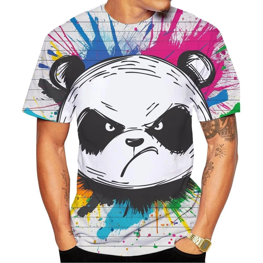 New Fashion Men\'s and Women\'s Short Sleeve 3D HD Printing Panda Print T-shirt Street Style Unisex Kid Funny Fashion Top 100-6XL