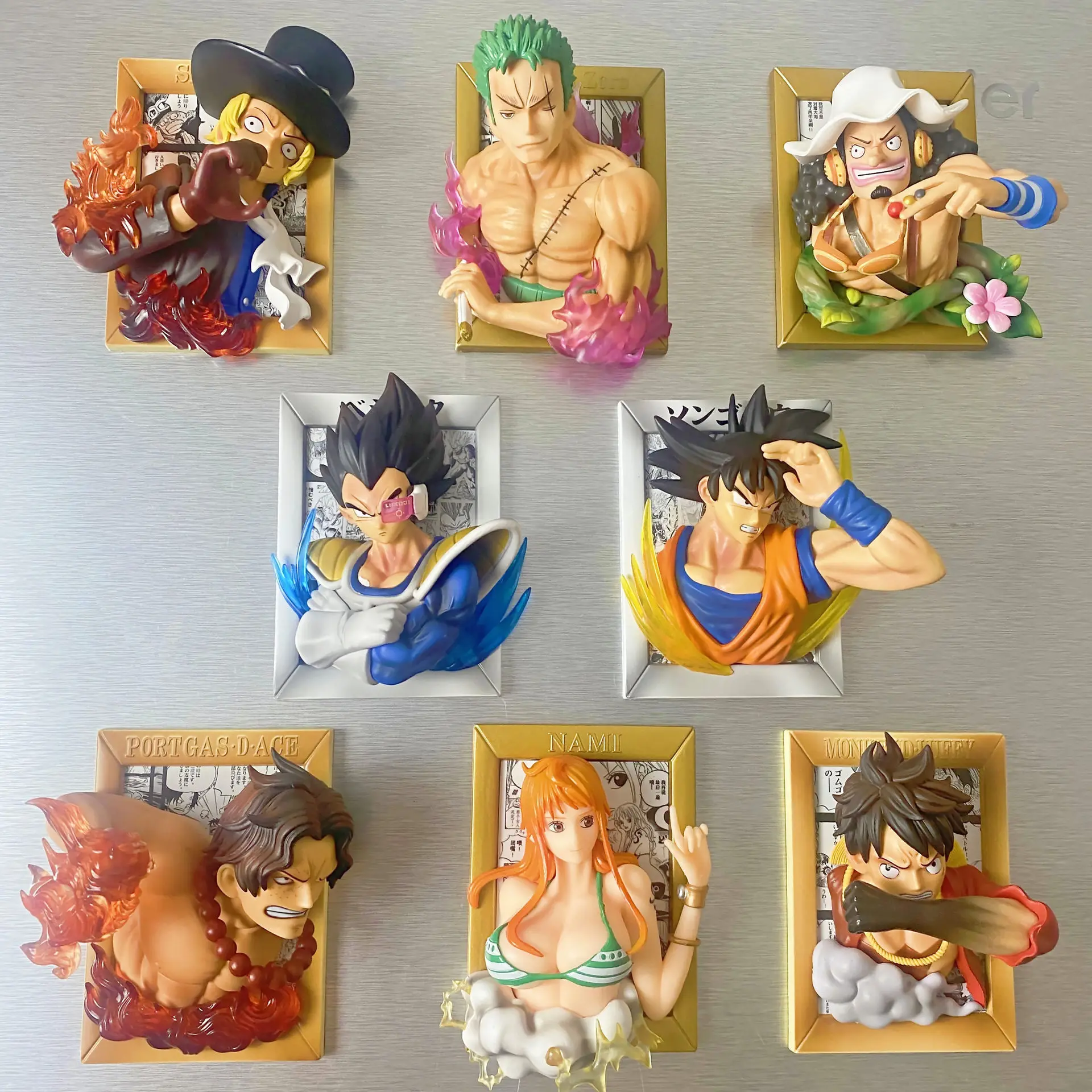 11-13cm Dragon Ball 3d Photo Frame Figure Creative Refrigerator Magnet Anime Figures Goku Luffy Ace Sauron Pvc Model Ornaments