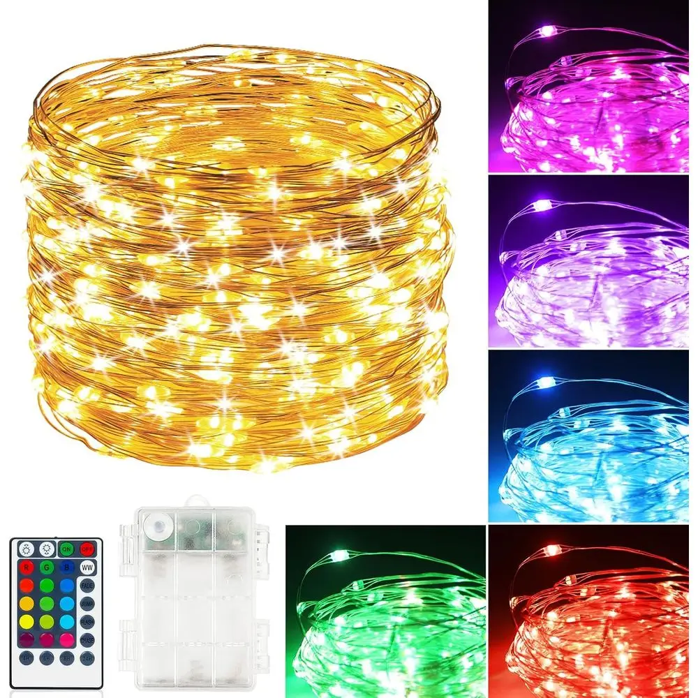 

120 LED RGB Color-Changing String Lights with Remote and Timer, Ideal for Indoor and Outdoor Christmas Decor