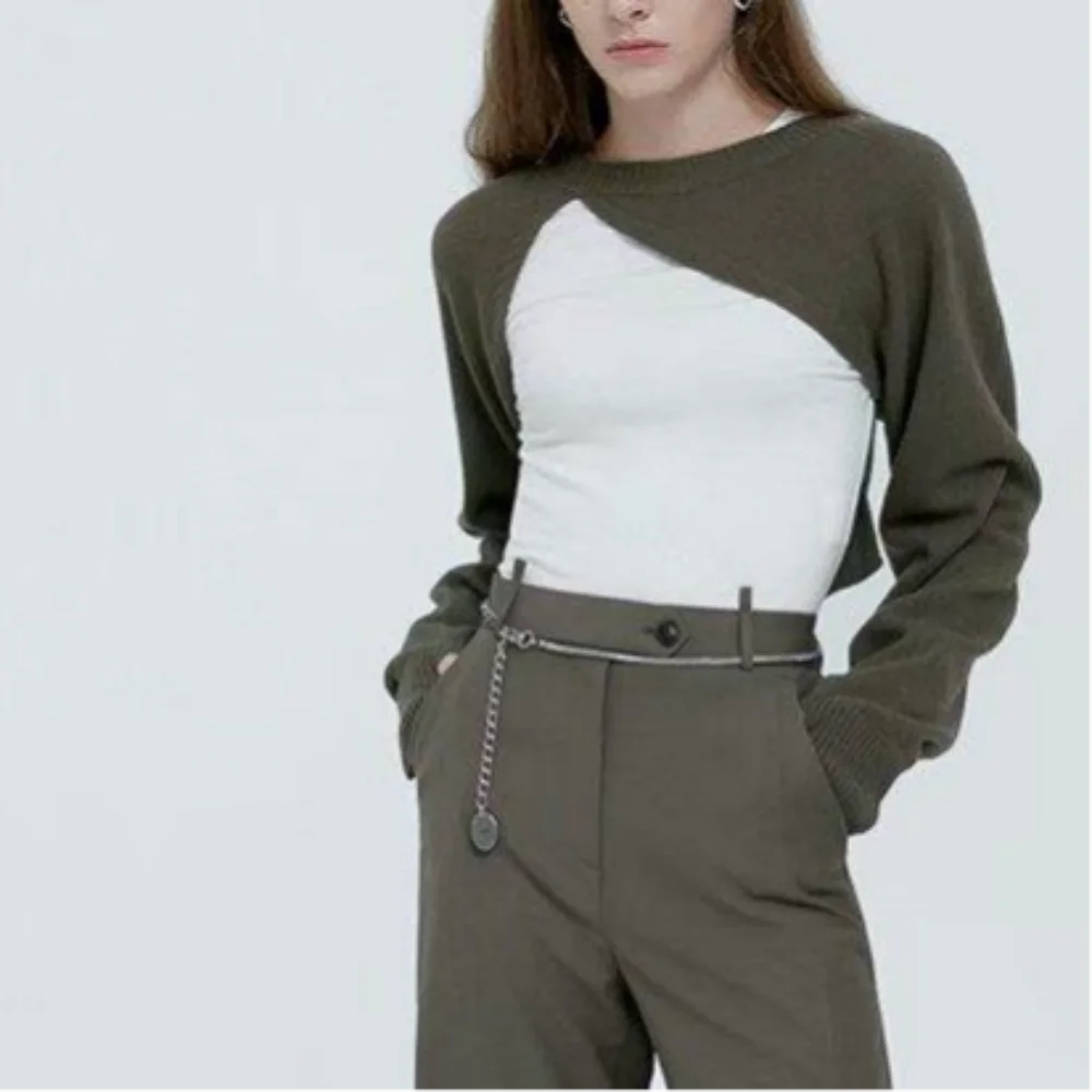 Fall 2024 womens fashion tops knitted long sleeve crop top korean style cropped sweater sexy short pullovers streetwear Autumn