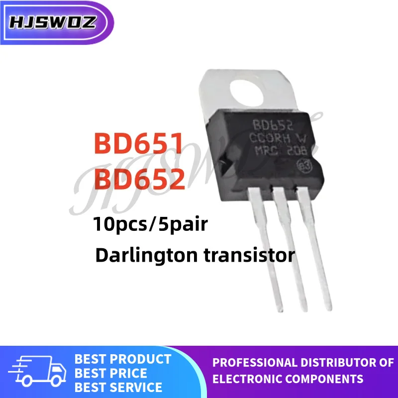 

10 шт. = 5 пар новых транзисторов Дарлингтона BD652 BD651 TO-220, в наличии