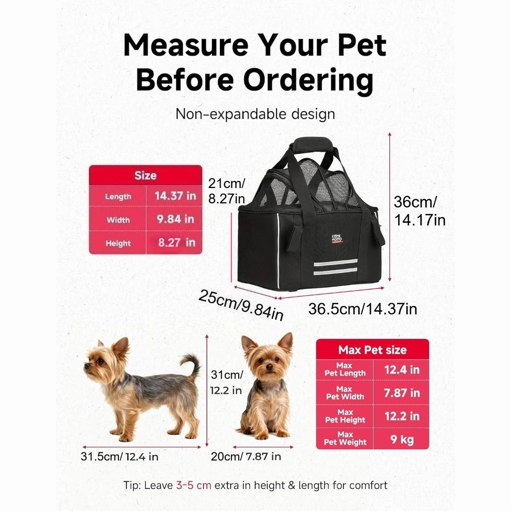 Universal Motorcycle Bicycle Rear Rack Pet Carrier Bag Foldable Metal Frame for Small Dogs Cats Cycling Camping Outdoor Travel