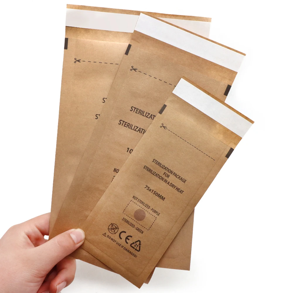 10pcs Self-Sealing Nail Sterilizer Manicure Bag Kraft Bags DisposableDry Heat Sterilization Disinfection Machine Accessory